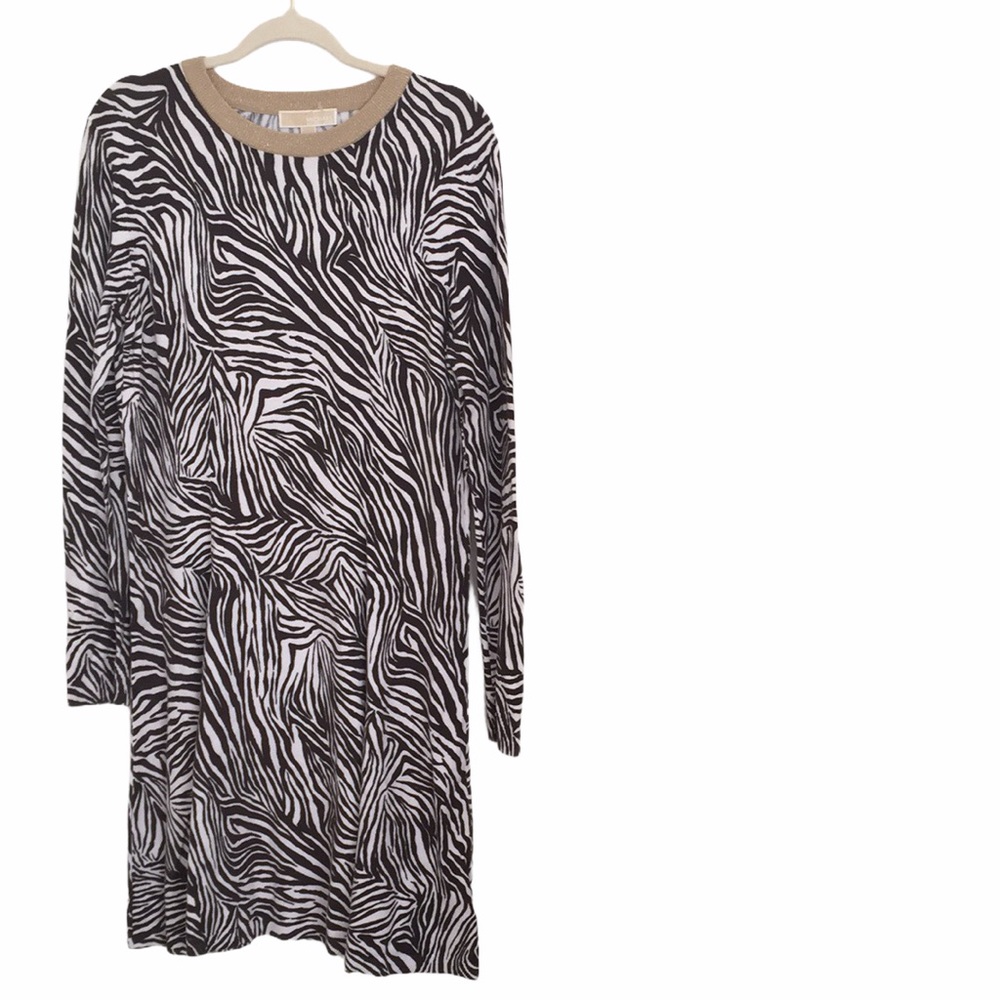 M Michael Kors Zebra Animal Print Dress Size XL